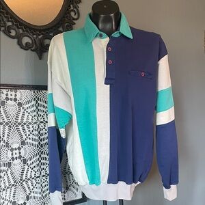 Men's V-Neck Sweater - Blue and Teal